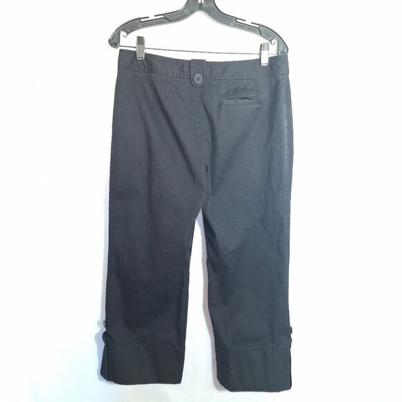 Loft Womens Capri Pants Button Detail Rolled Hem Black Sleek Size 10 - Picture 7 of 11